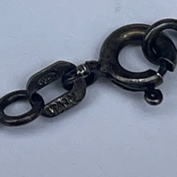 925 Sterling Silver Necklace & Pendant Italy chain vintage blue stone - Picture 13 of 16